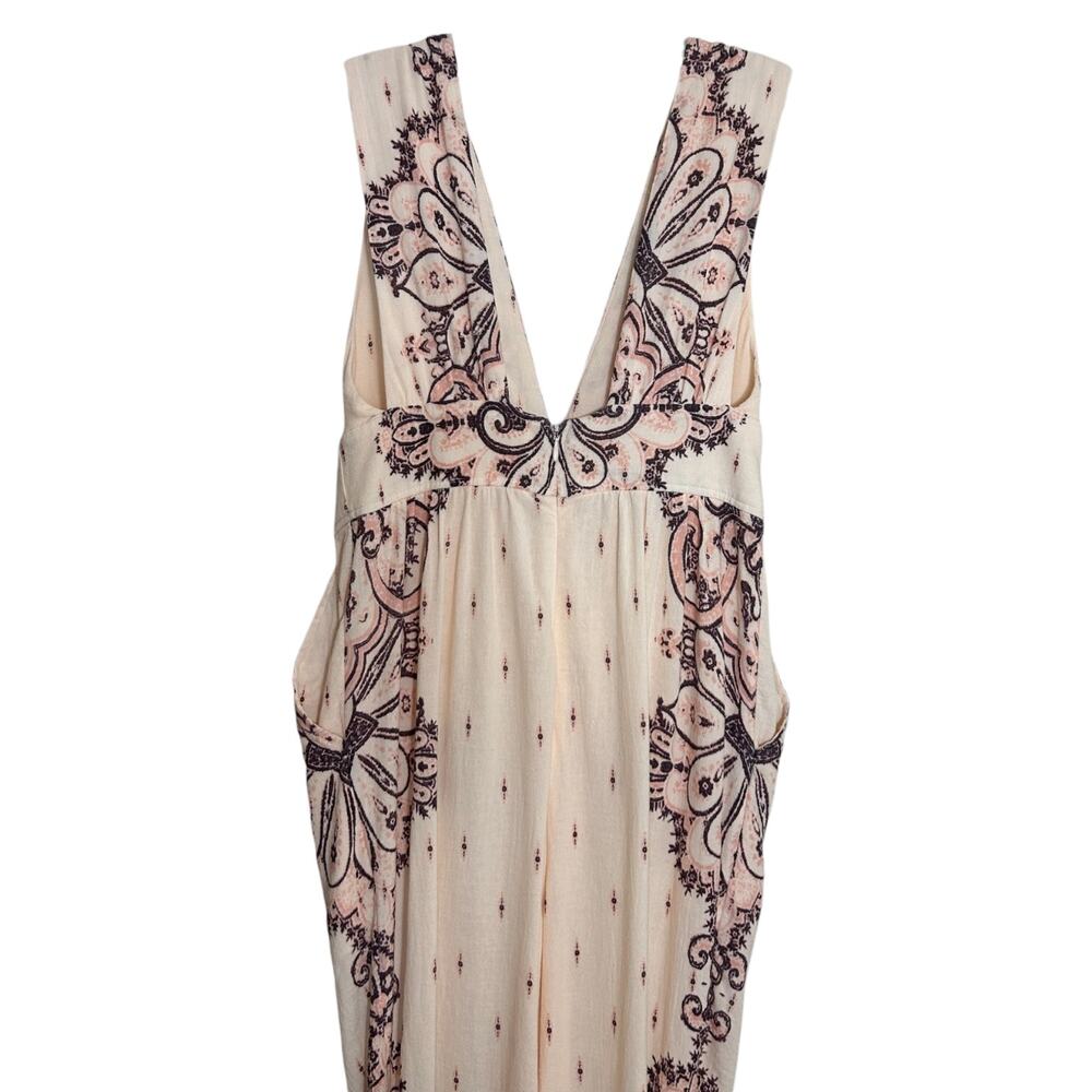 Free People, Women’s ‘Setting Sun’ Printed Jumpsuit, V-Neck, Boho, Pink X-Small - Picture 7 of 10